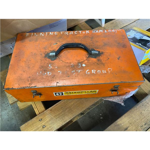 Orange tin  box and contents