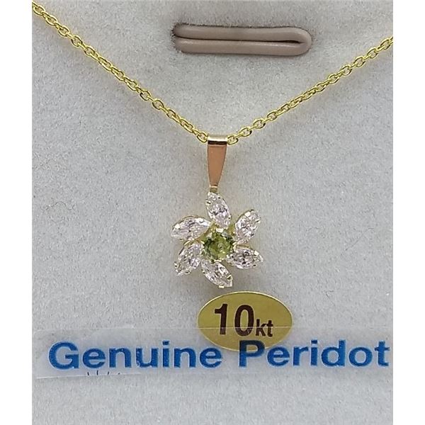 Genuine peridot necklace10K yellow gold with certificate