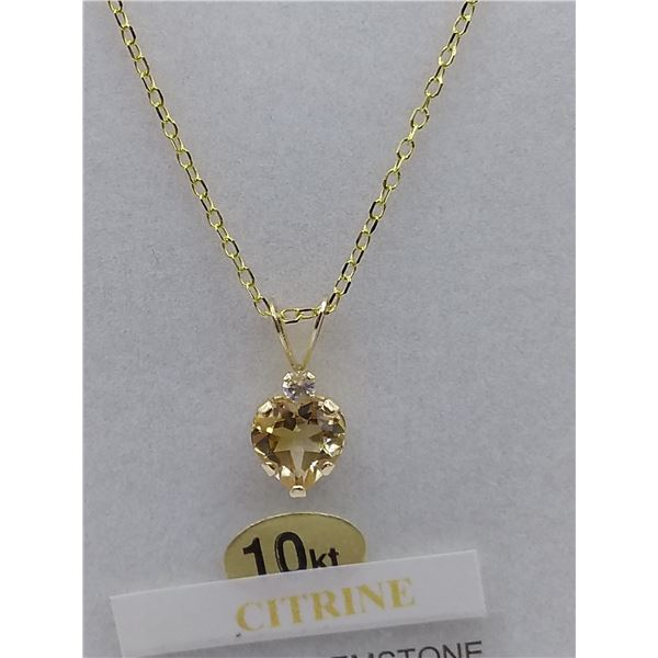 10k citrine neck and pendant with certificate