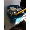 Image 1 : BOX OF CONSTRUCTION SUPPLIES, SHOP HEATER, SPRAYER, LEMMER PAINT SPRAYER