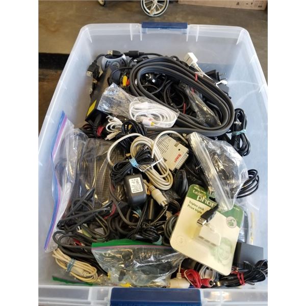 Large tote of various AC cords