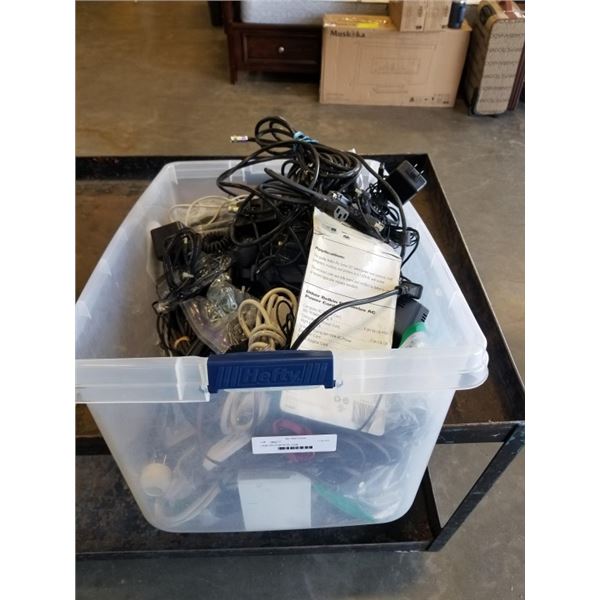 Large tote of various AC cords