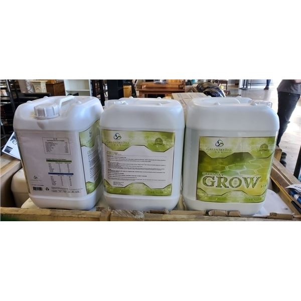 3 - 10 liter jugs of Green Sky Grow plant liquid nutrient