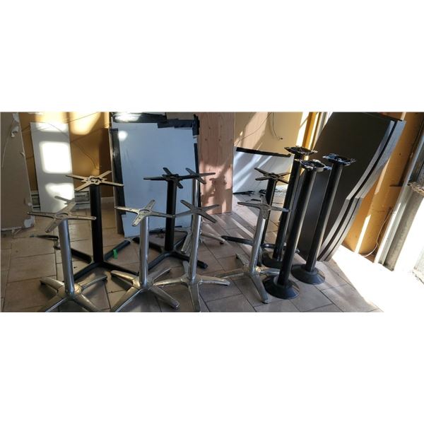 Lot of pub height Double pedestal tables and basis