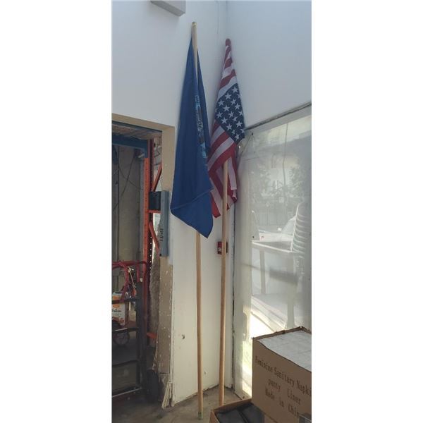 2 American flags with 9' Poles