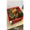 Image 2 : CRATE OF COLLECTABLES, YE OLD COTTAGE LIDDED CONTAINER AND MILKADAMIA UNSWEETENED MACADAMIA BEVERAGE
