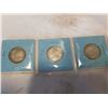 Image 2 : 3 CANADIAN SILVER 25 CENT KING GEORGE V 1933, 1934, 1936 COINS .800 SILVER