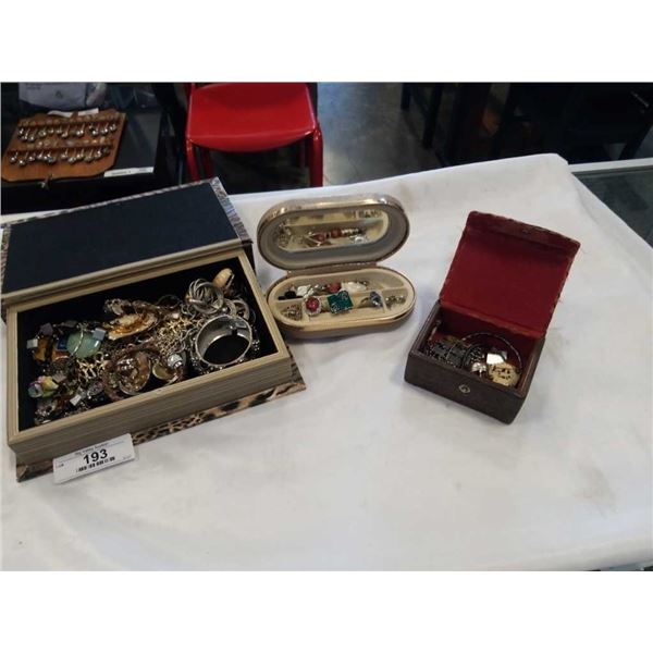 3 JEWELLERY BOX W/ CONTENTS