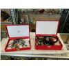 Image 1 : 2 RED JEWELRY BOXES WITH CONTENTS