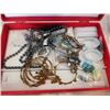 Image 2 : 2 RED JEWELRY BOXES WITH CONTENTS