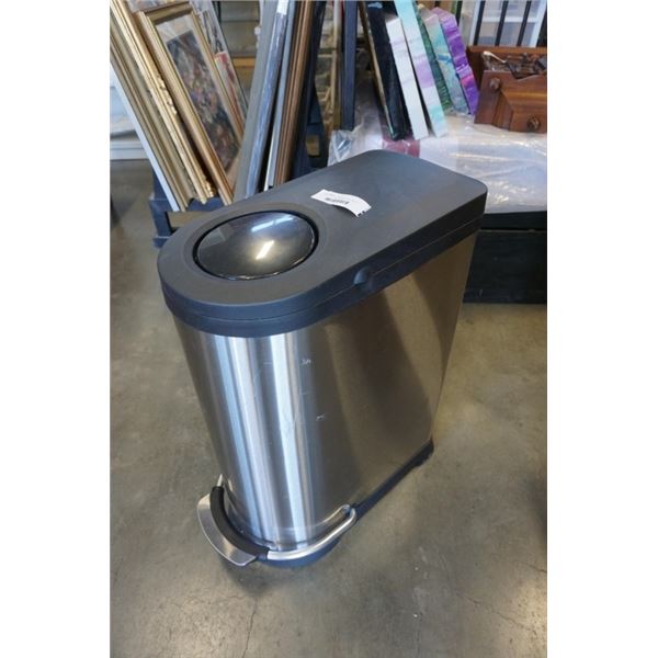 STAINLESS 2 SECTION WASTE BIN WITH FOOT PEDAL