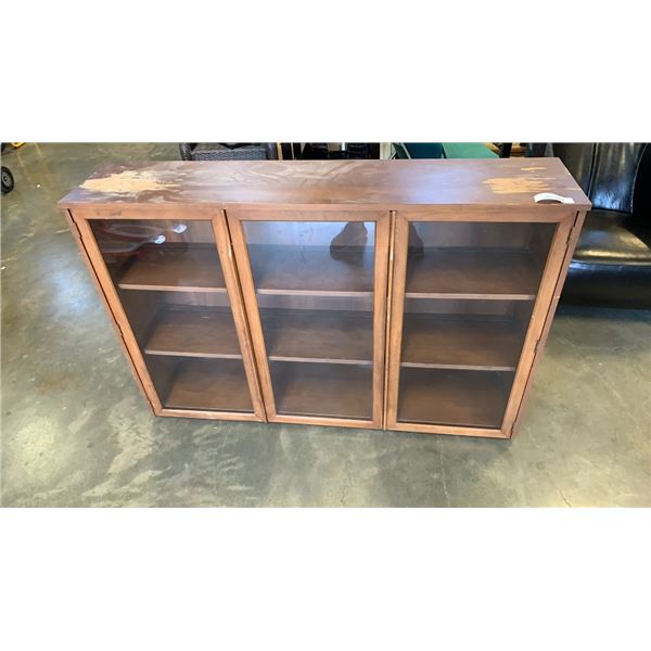 MCM WALNUT GLASS DOOR DISPLAY CABINET 54 INCHES WIDE X 1 FOOT DEEP X 3 FOOT TALL