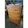 Image 1 : PINE 5 DRAWER CHEST OF DRAWERS