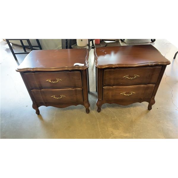 PAIR OF 2 DRAWER FRENCH PROVINCIAL NIGHTSTANDS - MALCOLM FURNITURE