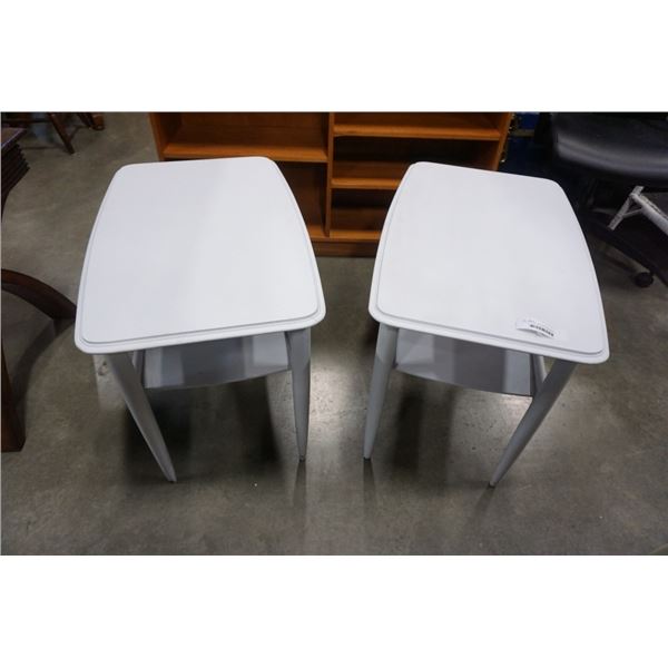 PAIR OF WHITE PAINTED ENDTABLES - 18 INCHES WIDE X 28 DEEP X 22 TALL