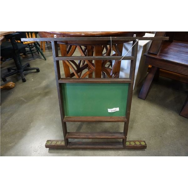 POOL CUE RACK WITH BLACKBOARD