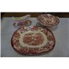Image 1 : 5 PIECES CLARIC CLIFF TRANSFER WARE SIGNED CHINA - INCLUDES LIDDED VEGETABLE BOWL, GRAVY BOAT WITH T