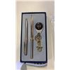 Image 2 : ROYAL HONG KONG JOCKEY CLUB PEN, LETTER OPENER AND KEYCHAIN AND SILVER PLATE APOSTLE SPOONS
