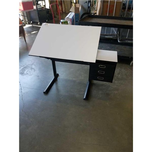 BLACK AND WHITE STUDENTS DESK WITH ADJUSTABLE TOP