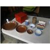 Image 1 : LOT OF POTTERY BOWLS, EASTERN ITEMS, STONE BALLS, 3 TIER BENTO BOX