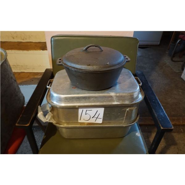 Aluminum Roaster & Cast Iron Pot