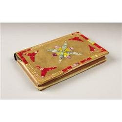 A SIOUX QUILLED HIDE HYMNAL c. 18