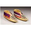 Image 1 : A PAIR OF DELAWARE BEADED HIDE MOCCASINS c. 19
