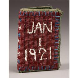 A BEADED HYMNAL BOOK COVER c. 19