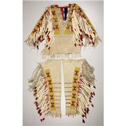 A BLACKFEET BEADED HIDE ENSEMBLE c. 18