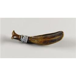 A NORTHWEST COAST CARVED WOOD EFFIGY SPOON c.