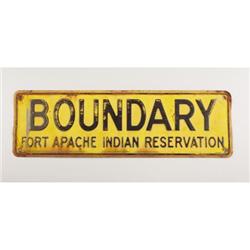 A PAINTED METAL BOUNDARY MARKER c. 19