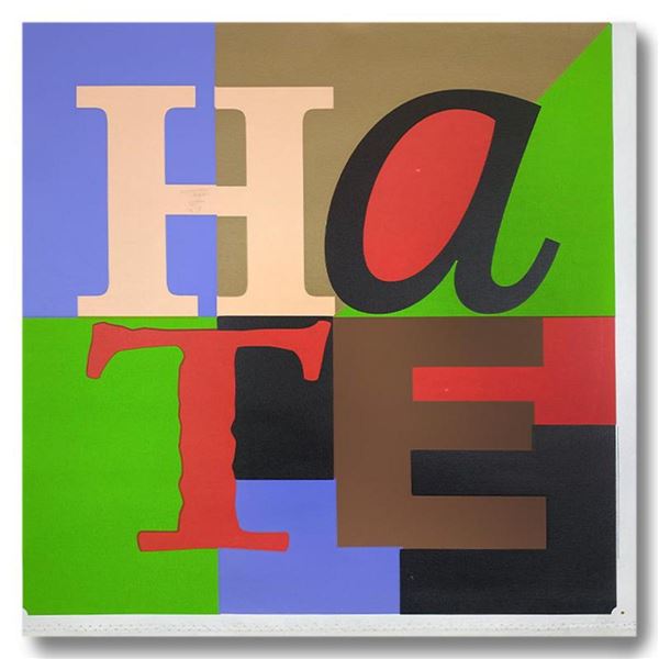 Steve Kaufman (1960-2010) "HATE" Hand Signed and Numbered Limited Edition Hand Pulled silkscreen mix