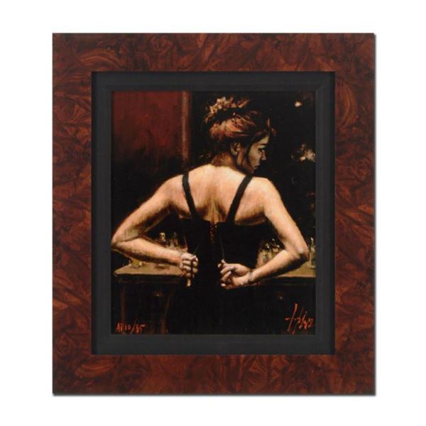 Fabian Perez, "Medias Negras VI" Framed Hand Textured Limited Edition Giclee on Board. Hand Signed a