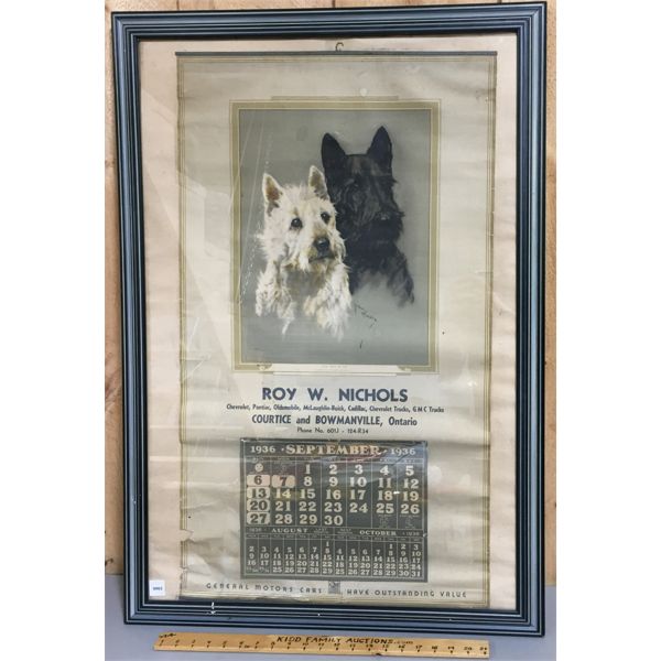 1936 GENERAL MOTORS FRAMED CALENDAR 