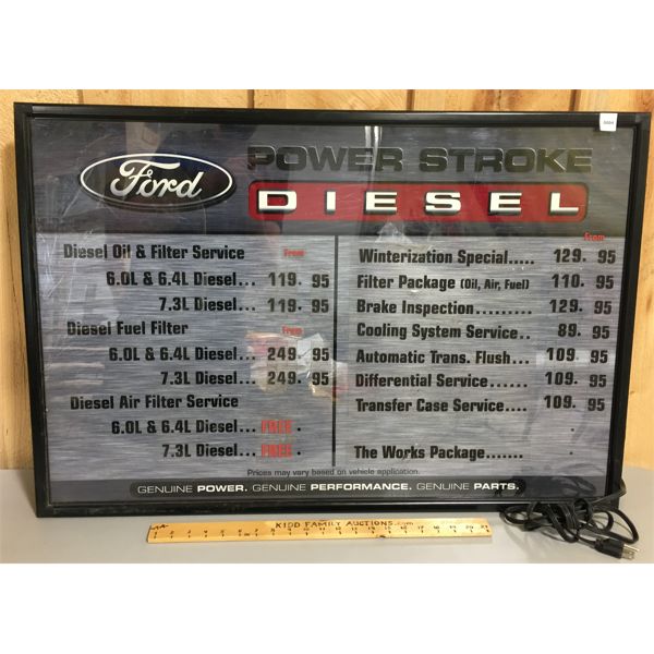 FORD POWER STROKE LIGHT UP SERVICE PRICE LIST SIGN