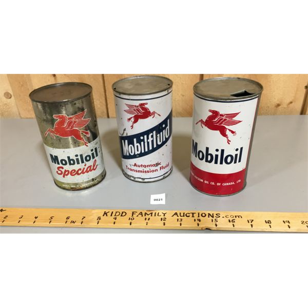 LOT OF 3 MOBIL OIL IMPERIAL QUART CANS 