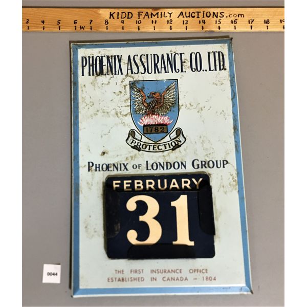 PHOENIX ASSURANCE CO. LTD TIN CALENDER
