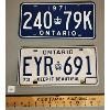 Image 1 : LOT OF 2 ONTARIO LICENSE PLATES
