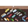 Image 2 : LOT OF VARIOUS TOY CARS, TRUCKS & TANK ON TRAILER