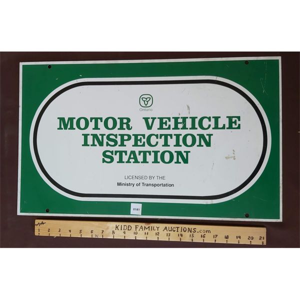 MOTOR VEHICLE INSPECTION STATION METAL SIGN