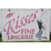 Image 2 : KISSES FINE LINGERIE TIN SIGN ON BOARD, DOUBLE SIDED