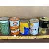 Image 2 : LOT OF 5 - 1 QT OIL TINS - CASTROL, GULF, SHELL, JD