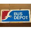 Image 1 : GREYHOUND BUS DEPOT ACRYLIC SIGN - DOUBLE SIGNED HANGING - 23" X 49"