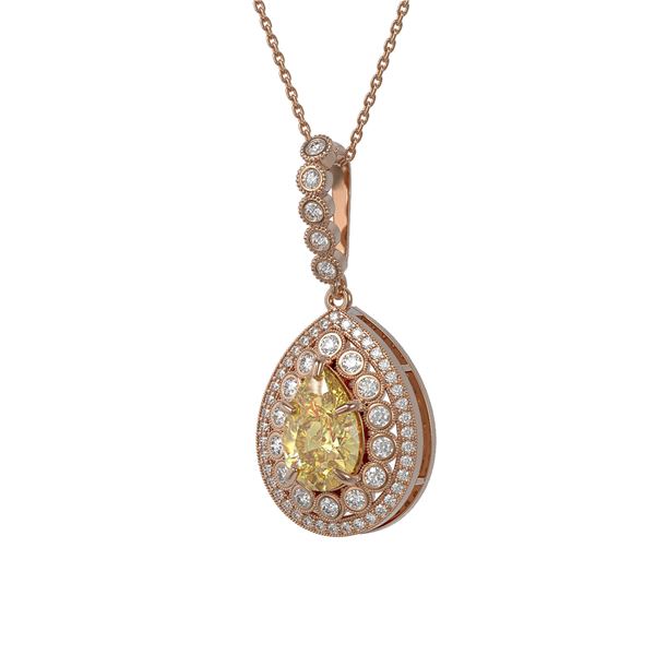 4.17 ctw Canary Citrine & Diamond Victorian Necklace 14K Rose Gold - REF-127K3Y