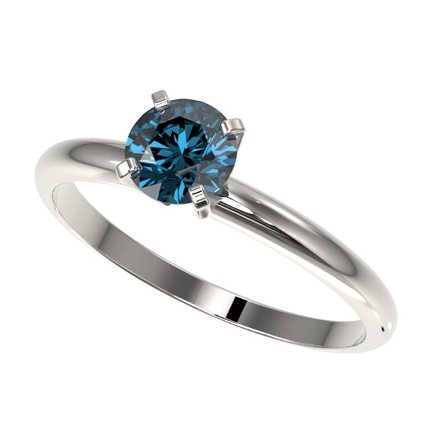 0.77 ctw Certified Intense Blue Diamond Engagment Ring 10k White Gold - REF-67M5G