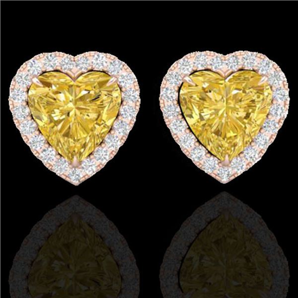 2 ctw Citrine & Micro Pave VS/SI Diamond EARRRING Heart 14k Rose Gold - REF-38R2K