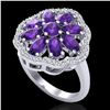 Image 1 : 3 ctw Amethyst & VS/SI Diamond Cluster Designer Ring 10k White Gold - REF-49X3A