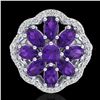 Image 2 : 3 ctw Amethyst & VS/SI Diamond Cluster Designer Ring 10k White Gold - REF-49X3A