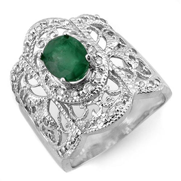 2.15 ctw Emerald & Diamond Ring 14k White Gold - REF-80R2K