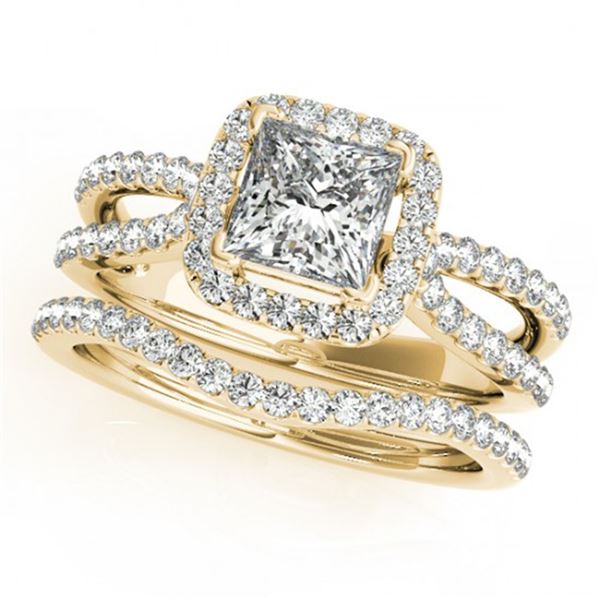 1.02 ctw Certified VS/SI Princess Diamond 2pc Set Halo 14k Yellow Gold - REF-118H6R